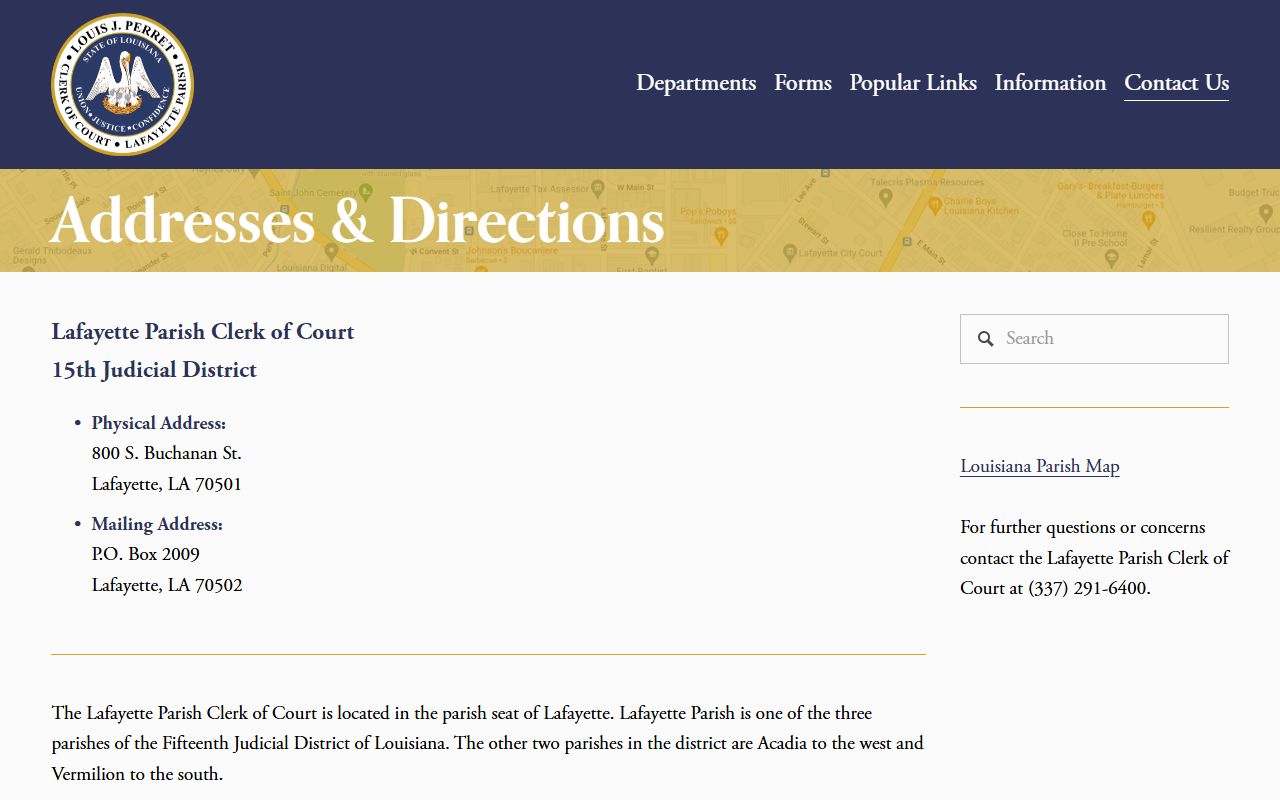 Lafayette Parish Clerk of Court address and record office information