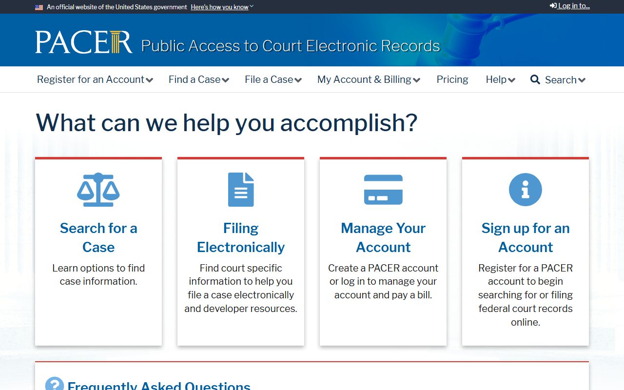 Lafayette Parish court dockets PACER federal access
