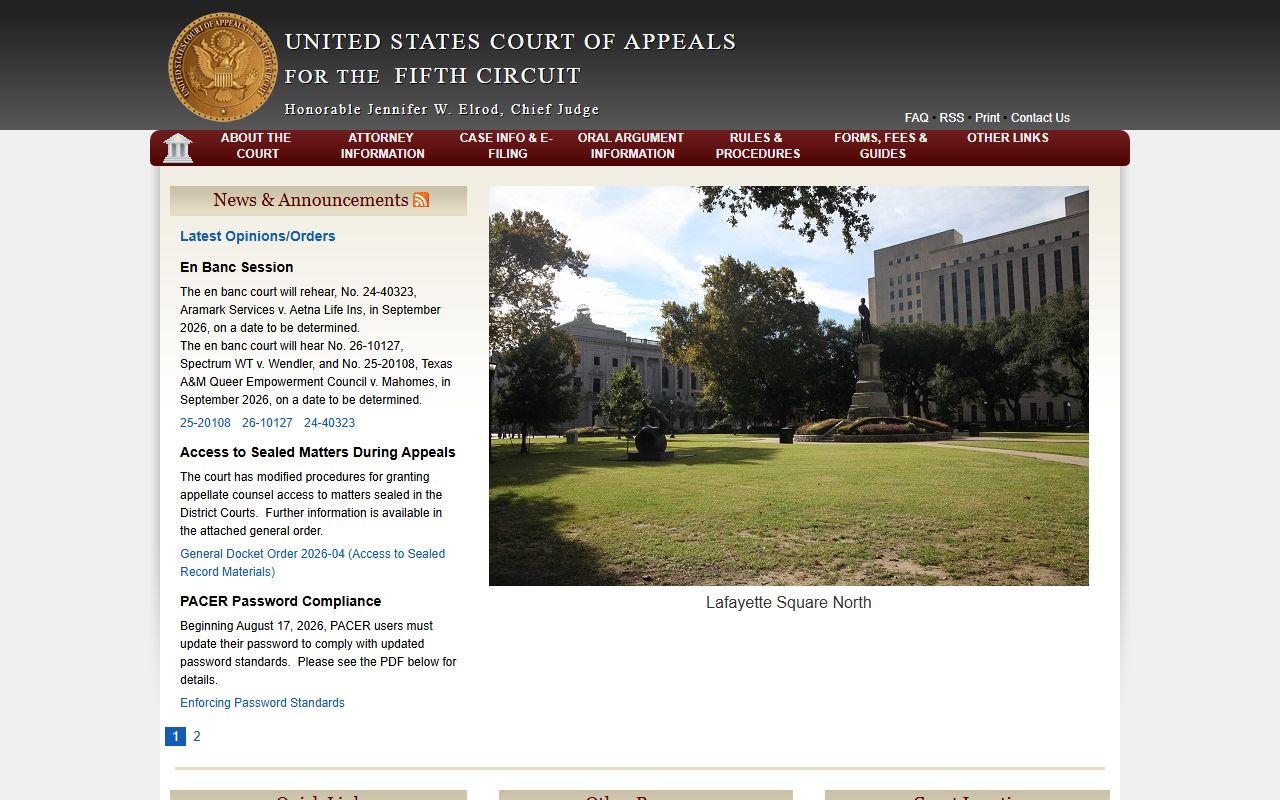 Lafayette Parish court dockets Fifth Circuit appellate records