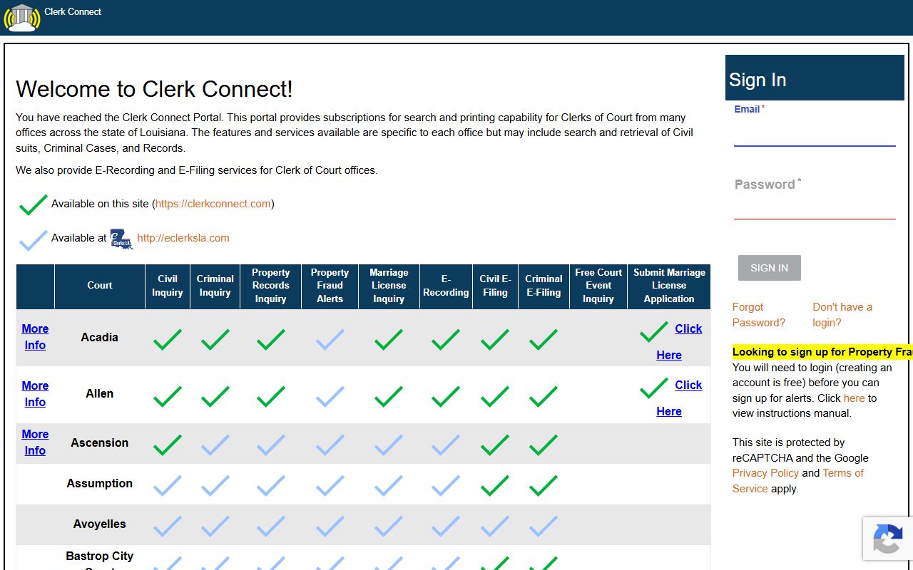 Lafayette Parish court records ClerkConnect portal
