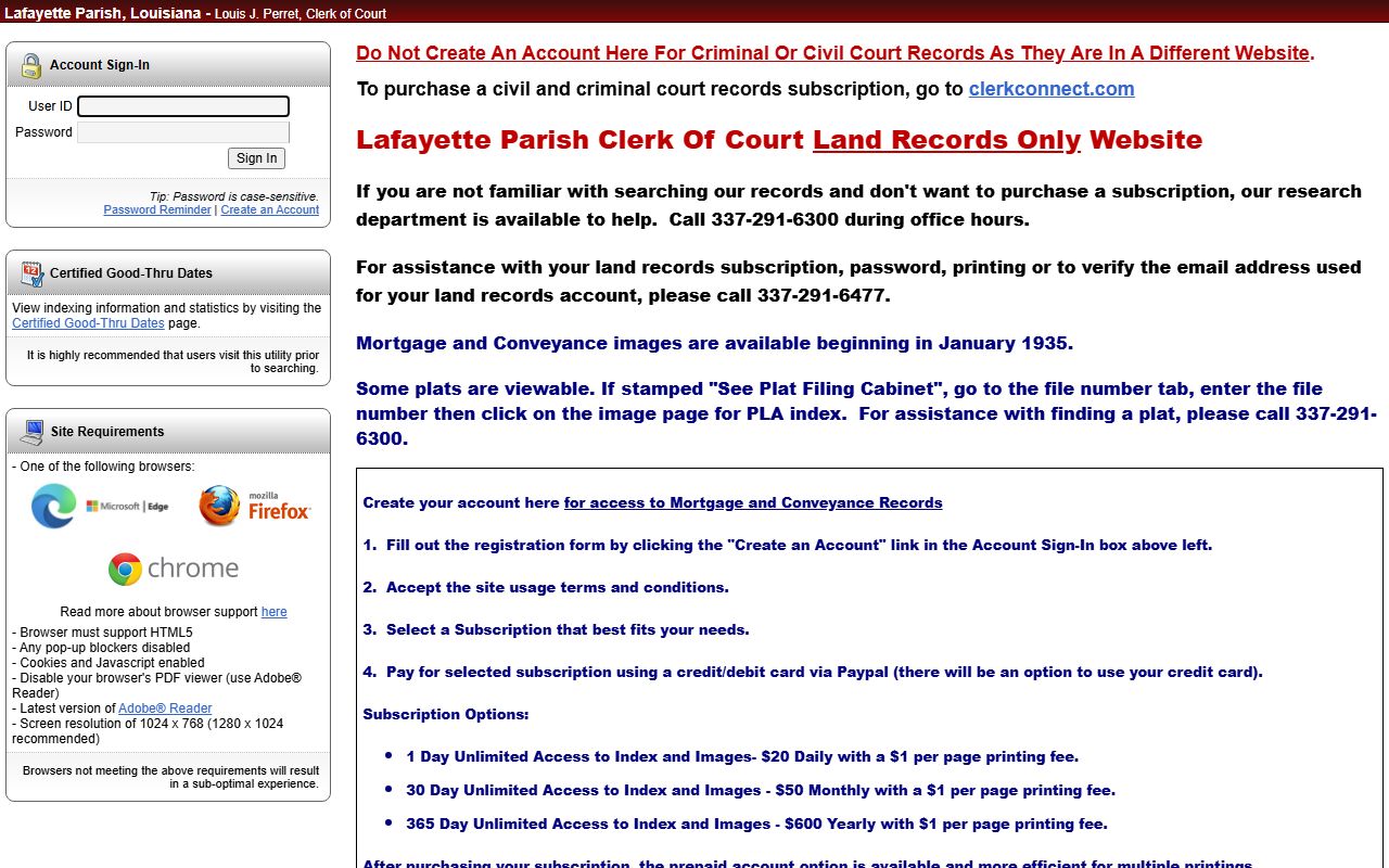 Lafayette Parish court records eSearch login