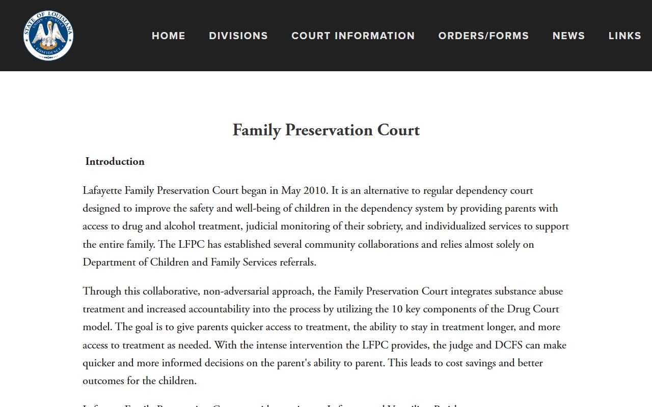 Lafayette Parish District Court Family Preservation Court records