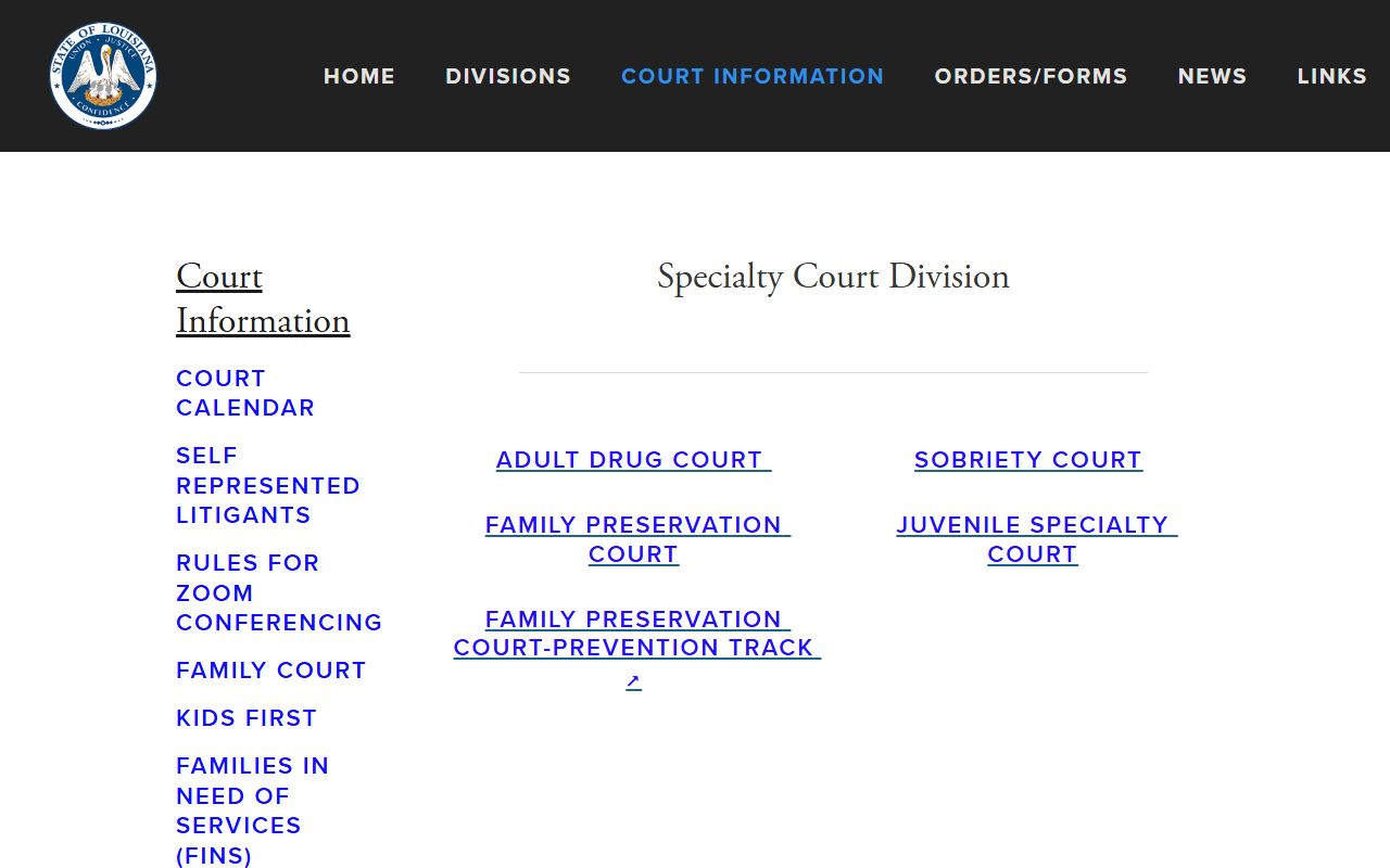Lafayette Parish District Court 15th Judicial District Court specialty court page