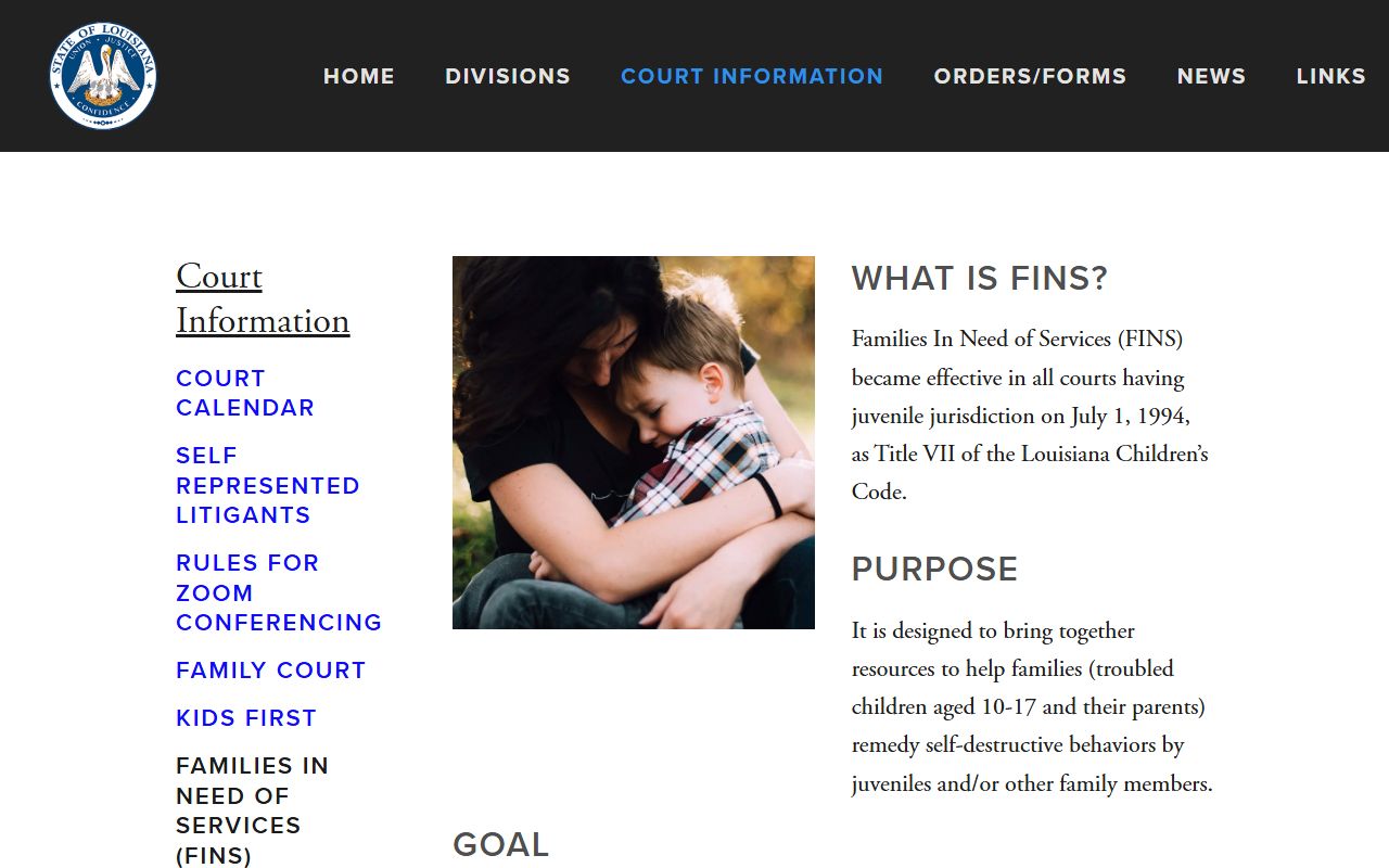 Lafayette Parish District Court FINS family records