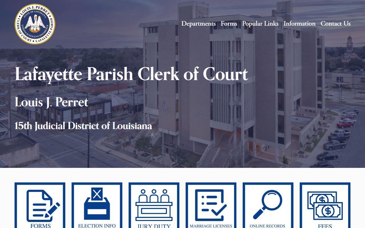 Lafayette Parish court records Clerk of Court online records page