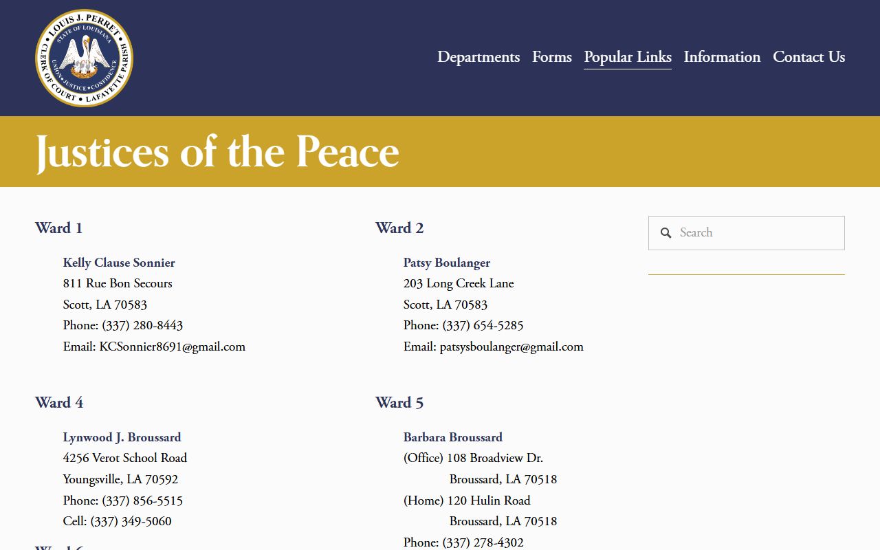 Lafayette Parish marriage records Justice of the Peace information