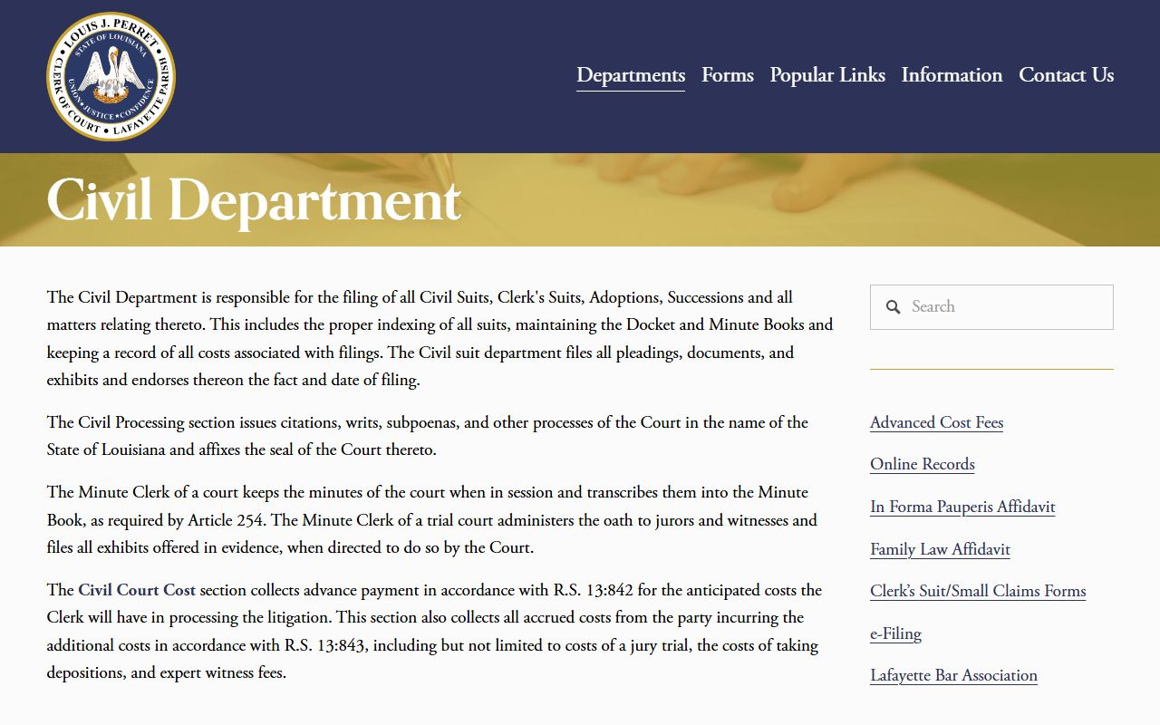 Lafayette Parish probate records Clerk civil succession filing page