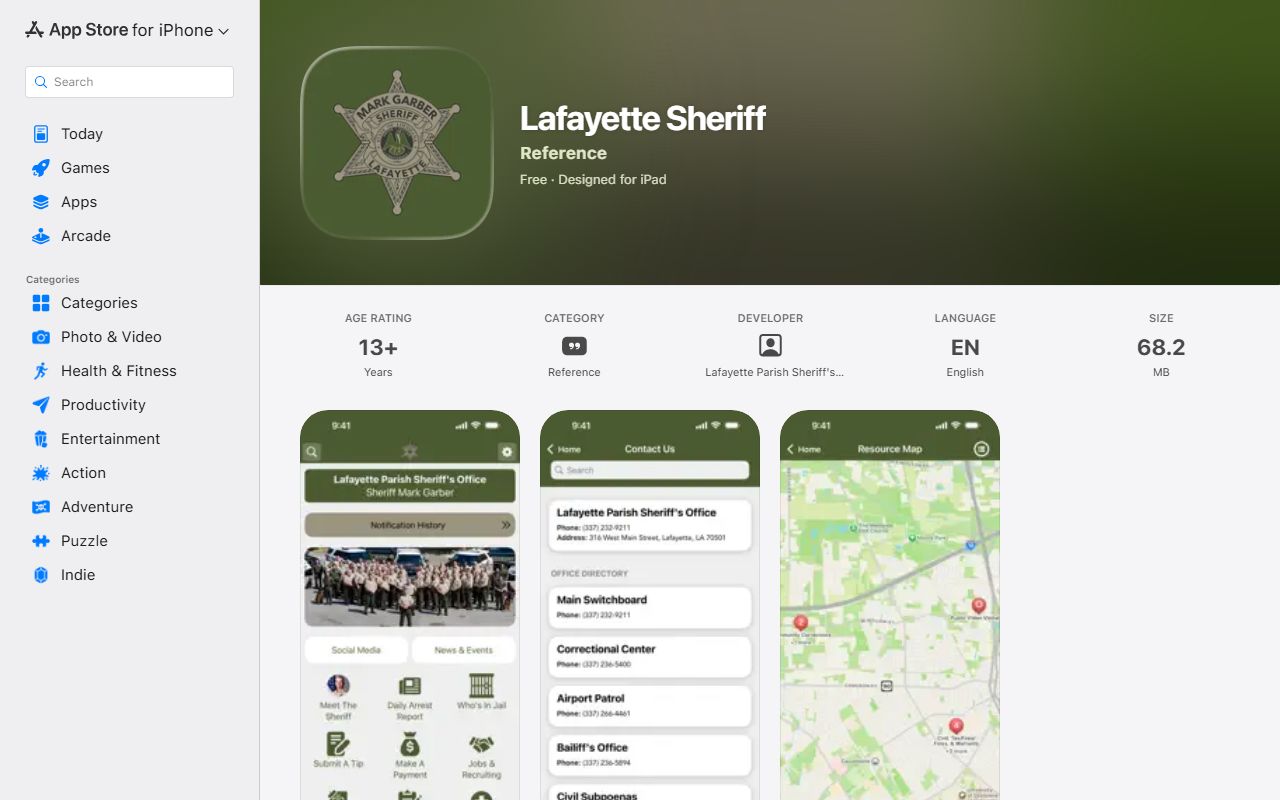 Lafayette Parish warrant records Lafayette Sheriff Apple app